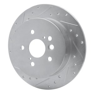 Toyota RAV4 Brake Rotor (1) - Rear Left - R1 Concepts - Drilled & Slotted - Silver - `04-`05